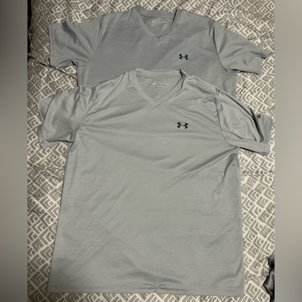 2 under Armour light Grey Shirts -size xxl